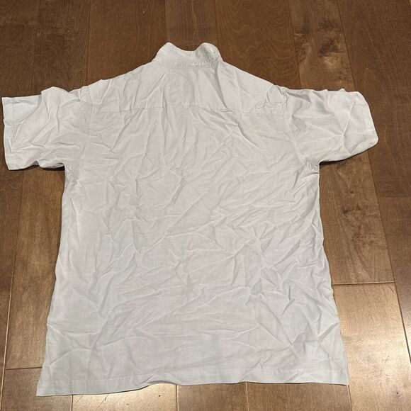 Oneill Shirt Mens Medium Button Up Short Sleeve Rayon Light Blue - Picture 3 of 3